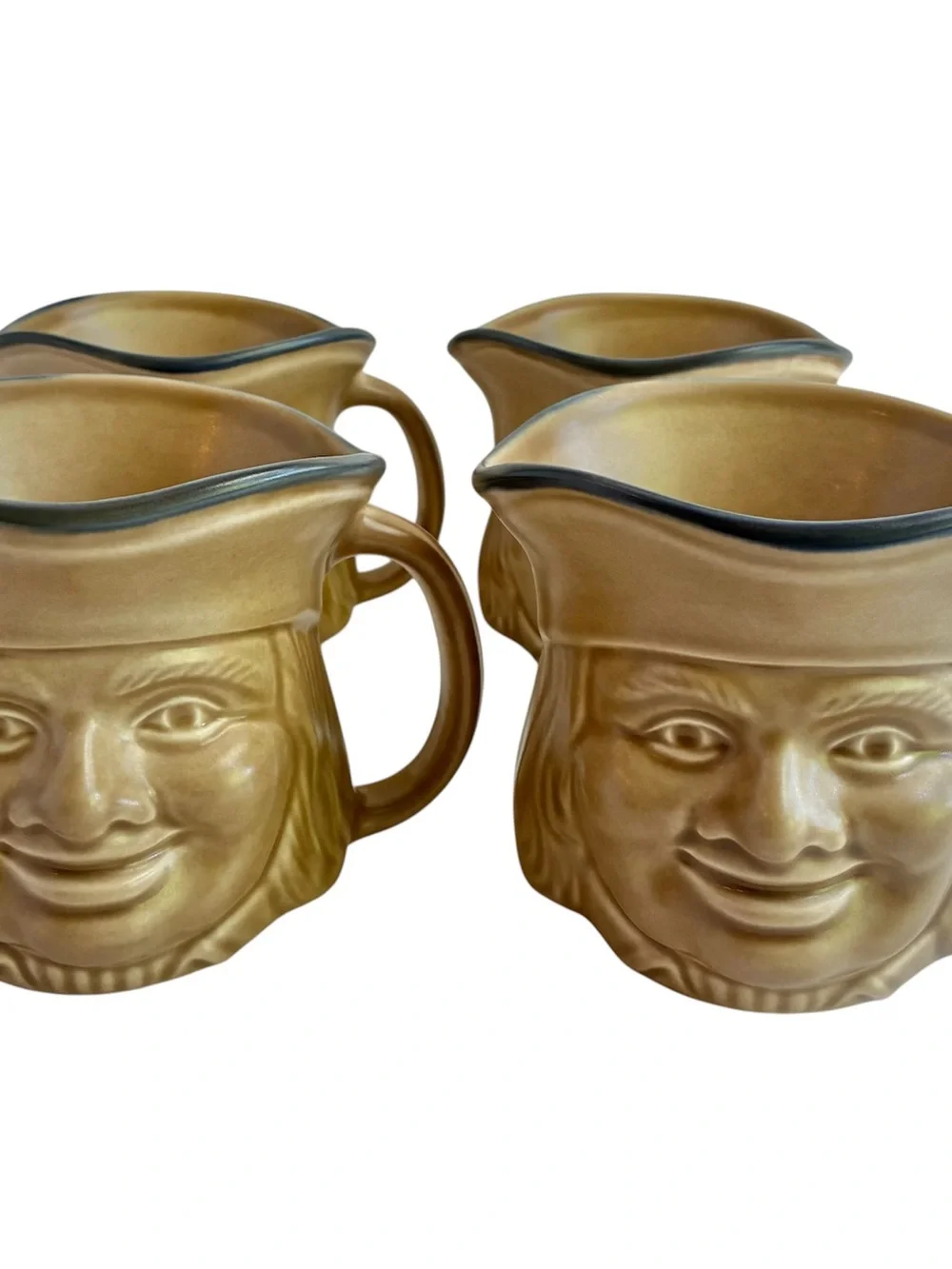Pfaltzgraff Folk Art Toby Mug Colonial 3D Face Lot Of 4 Beige Blue Very Good